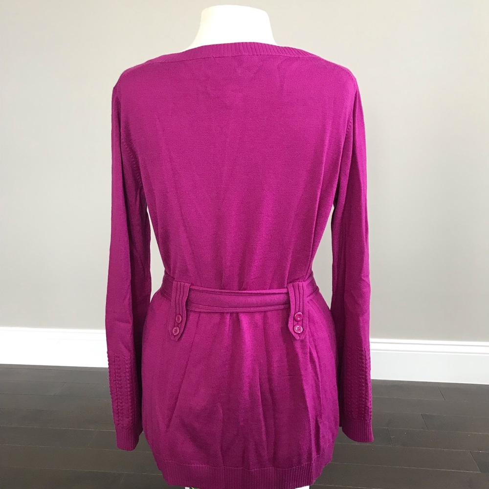 NWT Tibi magenta wool button down/belted cardigan - Picture 6 of 8